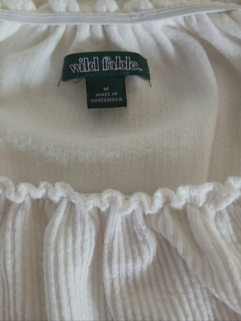 wild fable White Ribbed Off-Shoulder Crop Top Size M - Picture 3 of 3